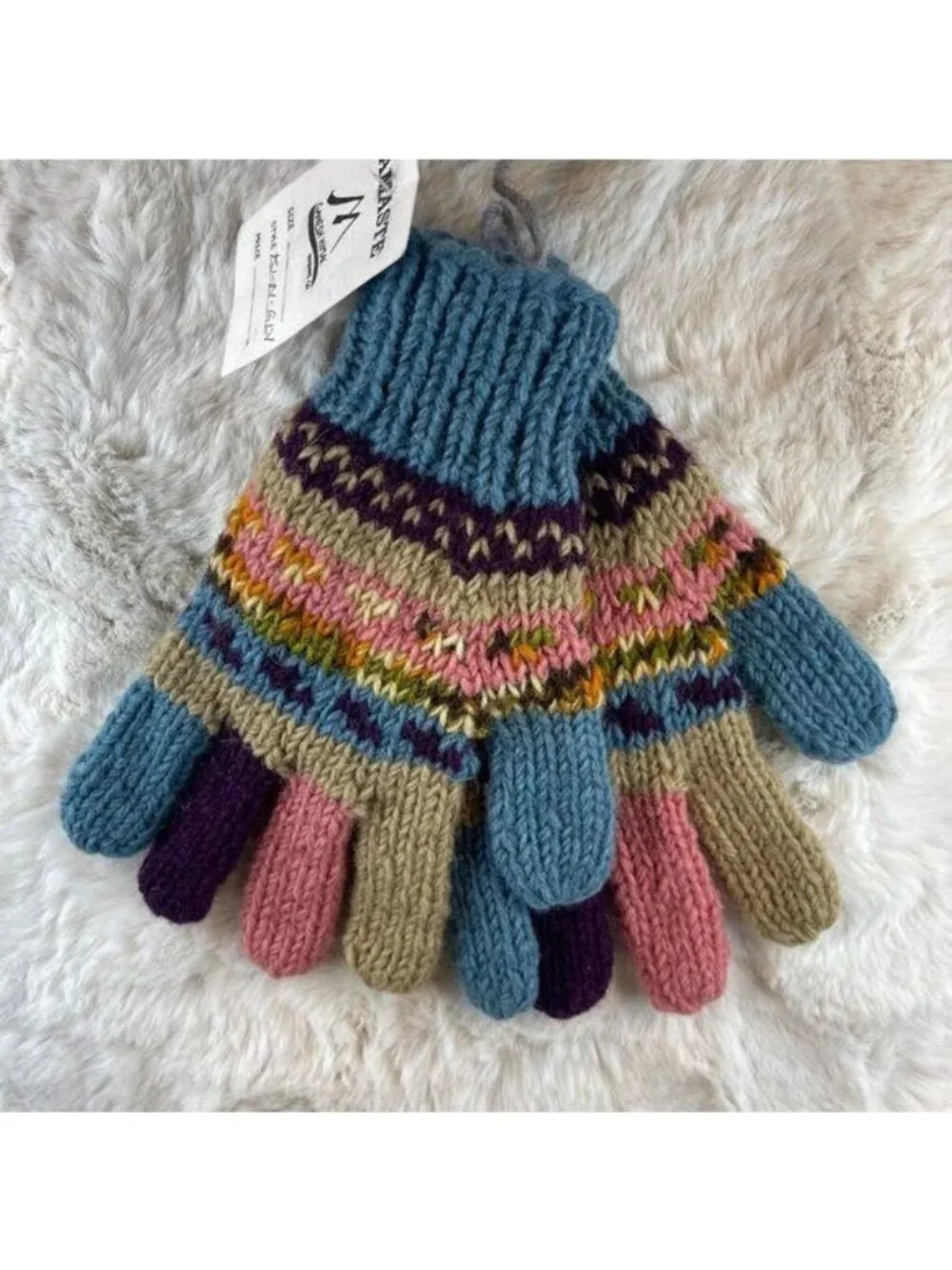 NWT Namaste Ganesh Himal Trading Co Hand Knit Mittens Gloves Peru